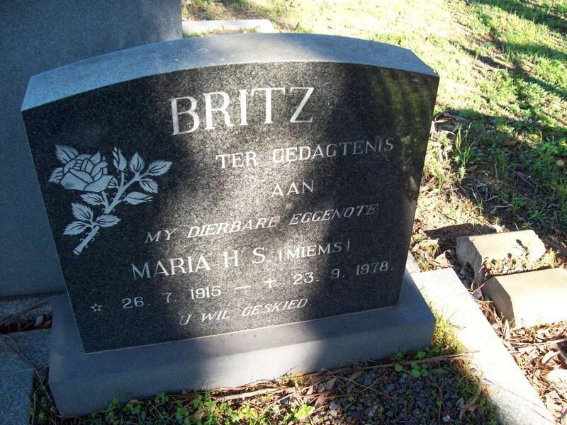 BRITZ Maria H.S. 1915-1978