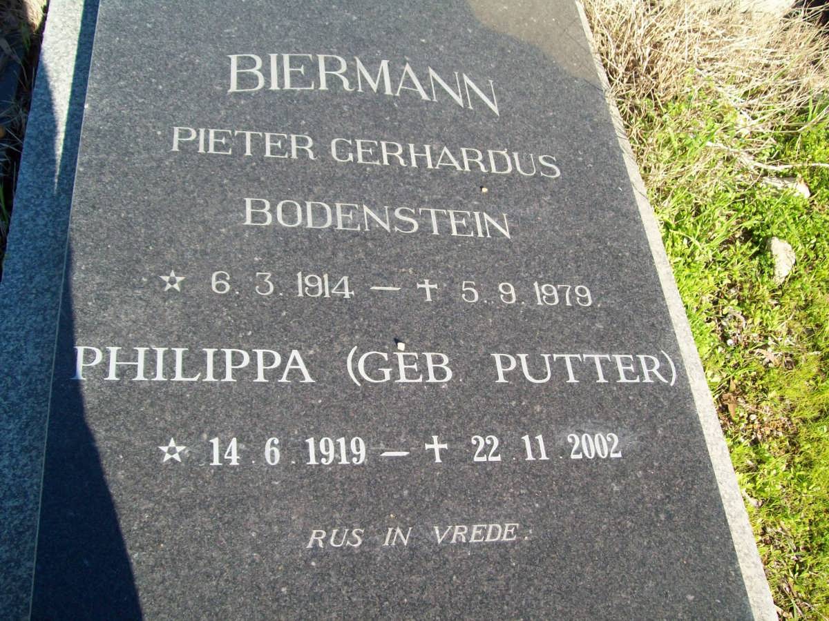 BIERMAN Pieter Gerhardus Bodenstein 1914-1979 & Philippa PUTTER 1919-2002