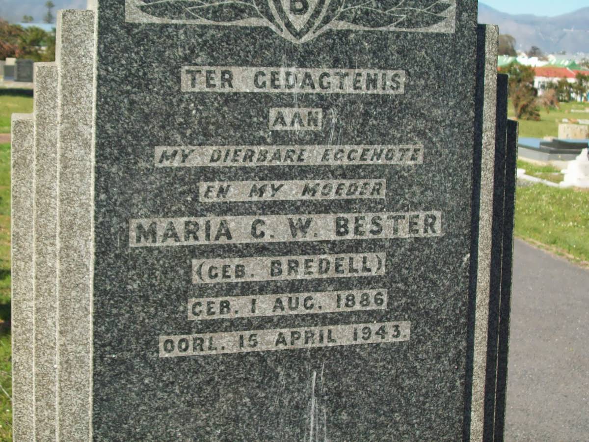 BESTER Maria C.W. nee BREDELL 1886-1943