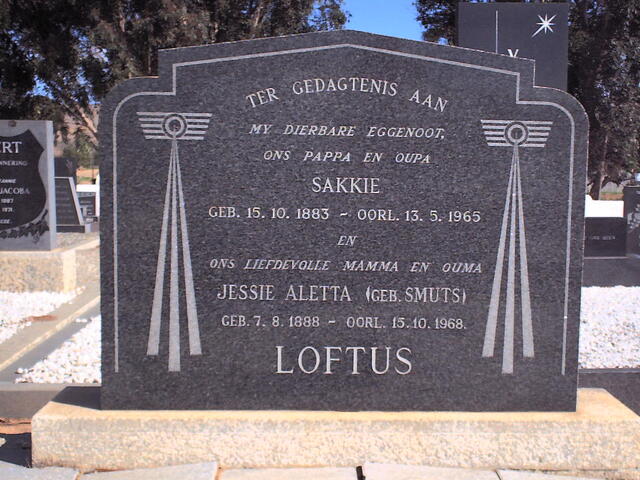 LOFTUS Sakkie 1883-1965 Jessie Aletta SMUTS 1888-1968