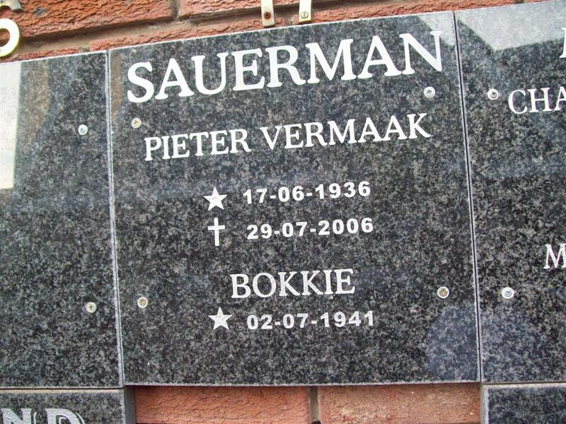 SAUERMAN Pieter Vermaak 1936-2006 & Bokkie 1941-