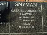 SNYMAN Gabriel Johannes 1931-2005 & Rica 1930-