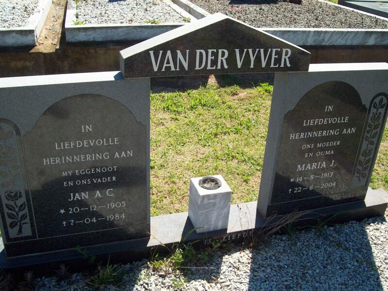 VYVER Jan A.C., van der 1905-1984 & Maria J. 1913-2004