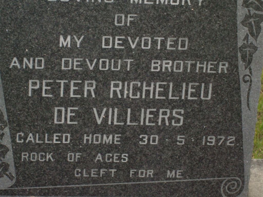 VILLIERS Peter Richelieu, de  -1972