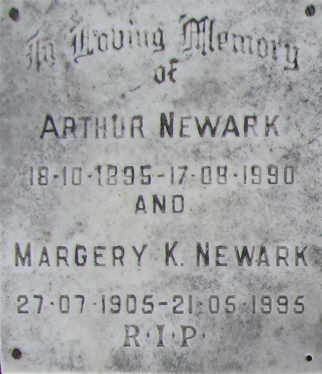 NEWARK Arthur 1895-1990 & Margery K. 1905-1995