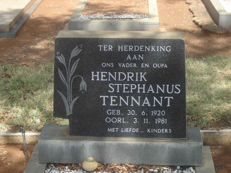 TENNANT Hendrik Stephanus 1920-1981
