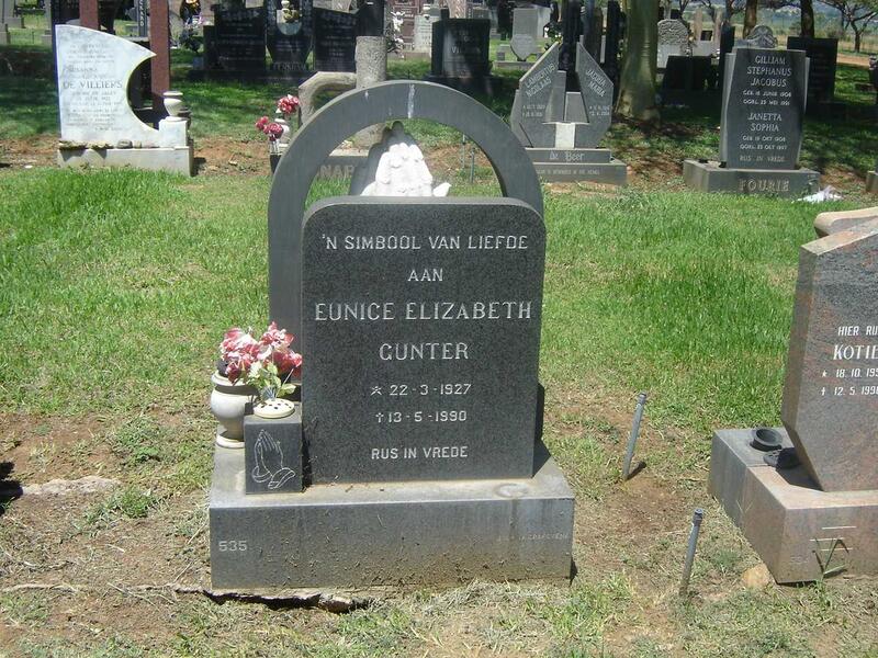 GUNTER Eunice Elizabeth 1927-1990