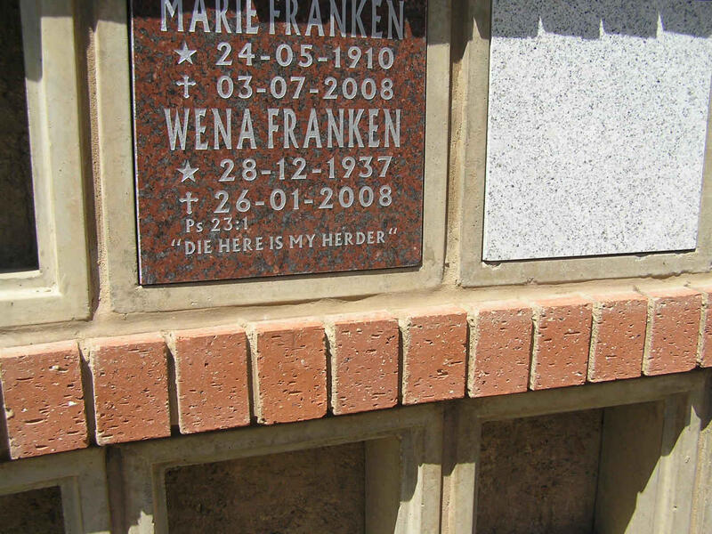 FRANKEN Marie 1910-2008 :: FRANKEN Wena 1937-2008