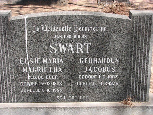 SWART Gerhardus Jacobus 1907-1976 & Elsie Maria DE BEER 1908-1955