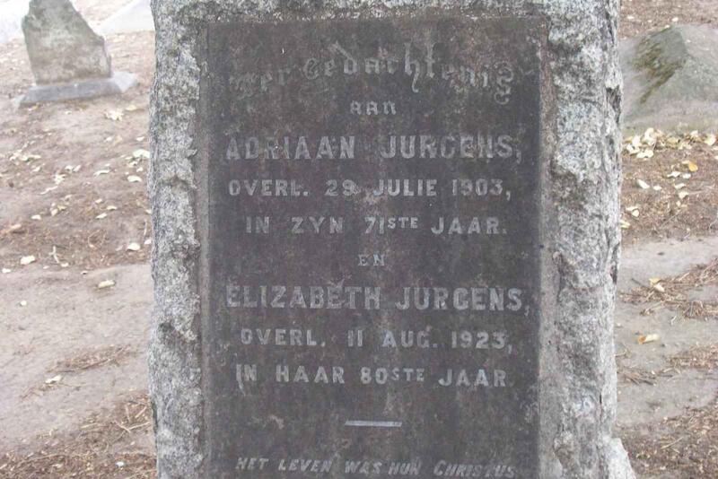 JURGENS Adriaan -1903 & Elizabeth -1923