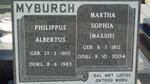 MYBURGH Philippus Albertus 1910-1983 & Martha Sophia MASSIE 1912-2004