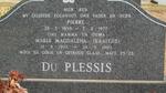 PLESSIS Pierre, du 1895-1977 & Maria Magdalena  1903-1990