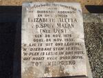 MALAN Elizabeth Aletta v.d. Spuy nee UYS 1876-1936