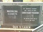 STADEN Christiaan Frederik, van 1919-1977 & Magdalena Elizabeth 1916-1994