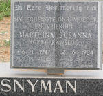 SNYMAN Marthina Susanna nee PRINSLOO 1947-1984