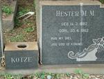 KOTZE Jan N.P. 1881-1964 & Hester M.M. 1882-1962 