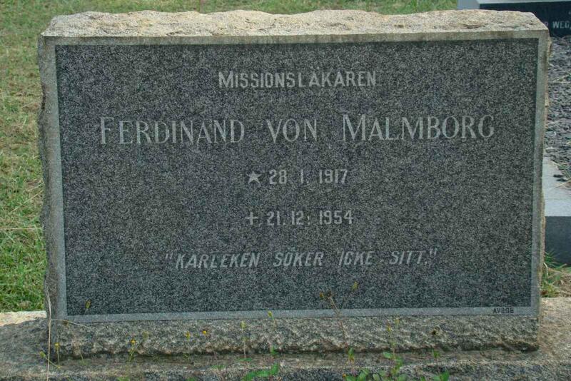 MALMBORG Ferdinand, von 1917-1954