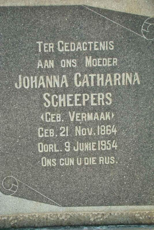 SCHEEPERS Johanna Catharina nee VERMAAK 1864-1954