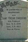 SWIEGERS Toesie nee PIENAAR 1896-1957