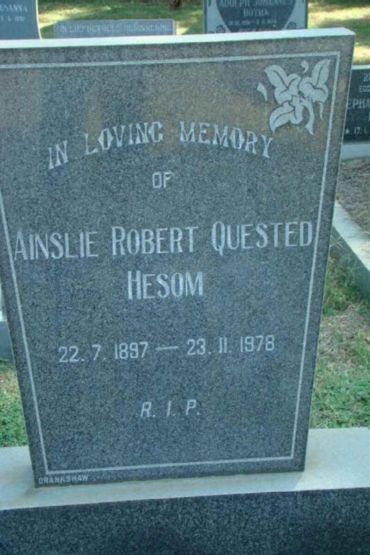 HESOM Ainslie Robert Quested 1897-1978