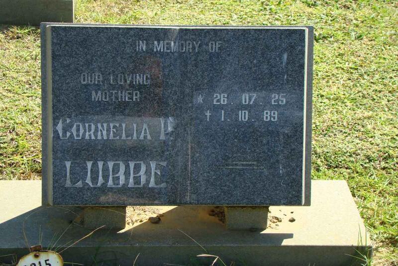 LUBBE Cornelia P. 1925-1989