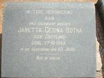 BOTHA Janetta Gesina nee GREYLING - 1949