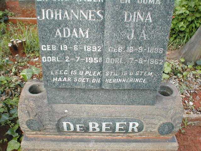 BEER Johannes Adam, de 1892-1958 & Dina J.A. 1898-1962