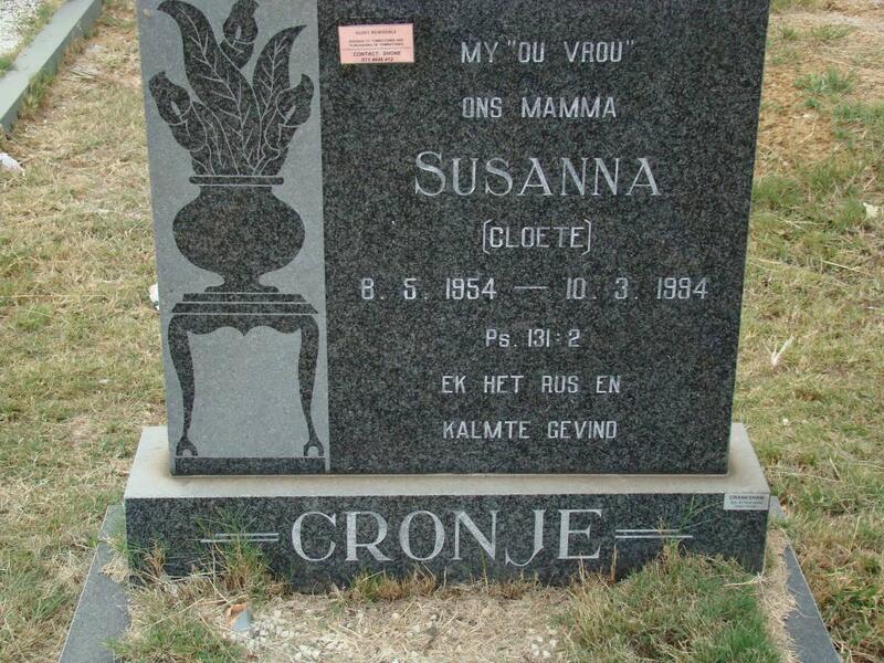 CRONJE Susanna nee CLOETE 1954-1994