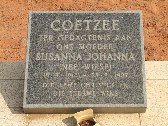 Coetzee Susanna Johanna Nee Wiese 1912 1987