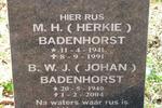 BADENHORST B.W.J. 1940-2004 & M.H. 1941-1991