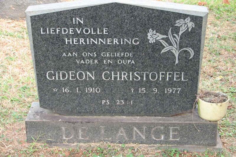 LANGE Gideon Christoffel, de 1910-1977