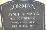 GORMAN Janetta Maria nee OOSTHUIZEN 1924-1997