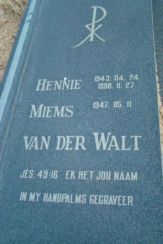 WALT Hennie, van der 1943-1998 & Miems 1947-
