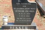 BEKKER Hendrik Jacobus 1946-1982