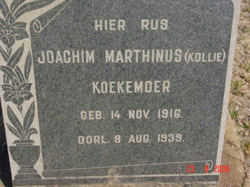 KOEKEMOER Joachim Marthinus 1916-1939