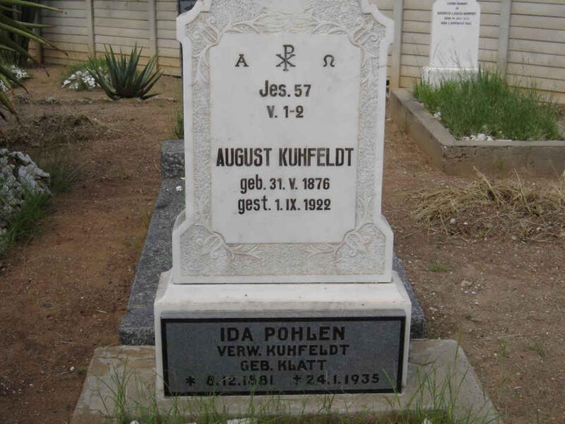 KUHFELDT August 1876-1922 & Ida POHLEN nee KLATT 1881-1935
