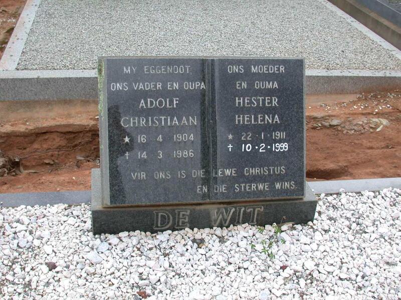 WIT Adolf Christiaan, de 1904-1986 & Hester Helena 1911-1999