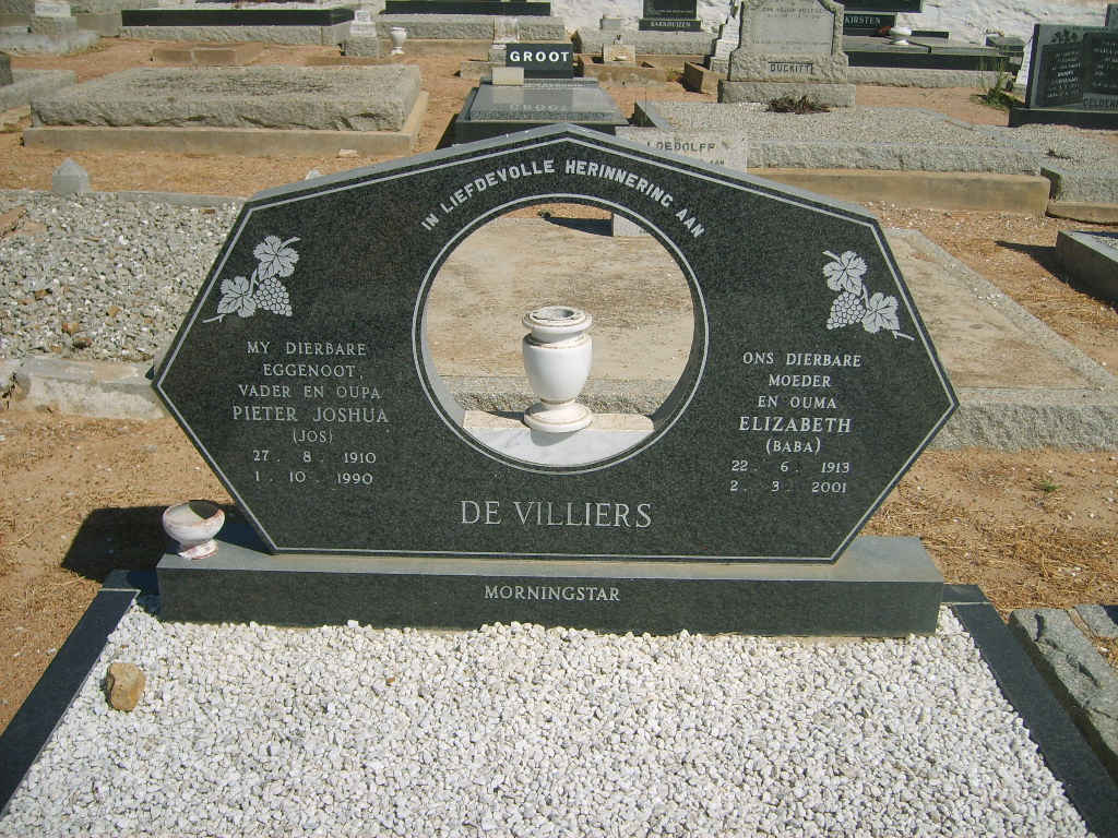 VILLIERS Pieter Joshua, de 1910-1990 & Elizabeth 1913-2001