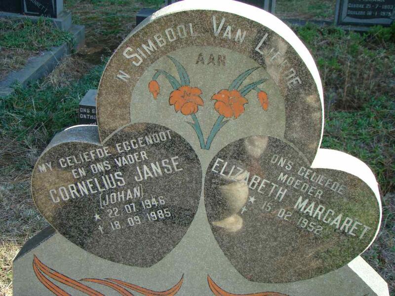 ? Cornelius Janse 1946-1985 & Elizabeth Margaret 1952-