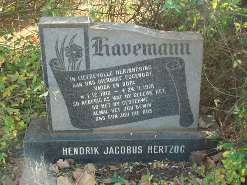 HAVEMANN Hendrik Jacobus Hertzog 1912-1978