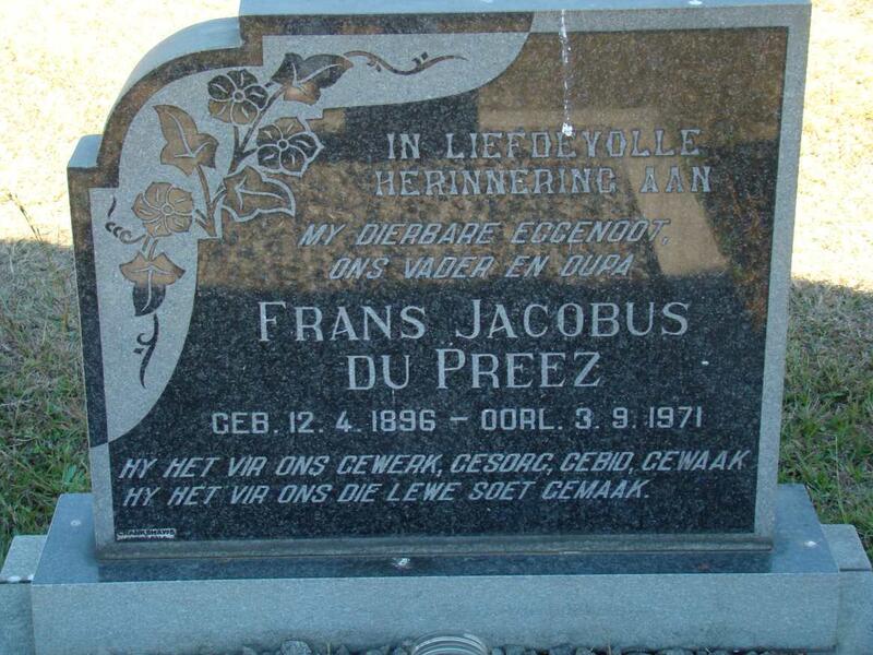 PREEZ Frans Jacobus, du 1896-1971