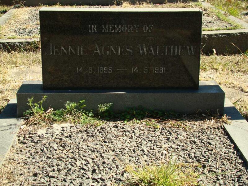 WALTHEW Jennie Agnes 1895-1981