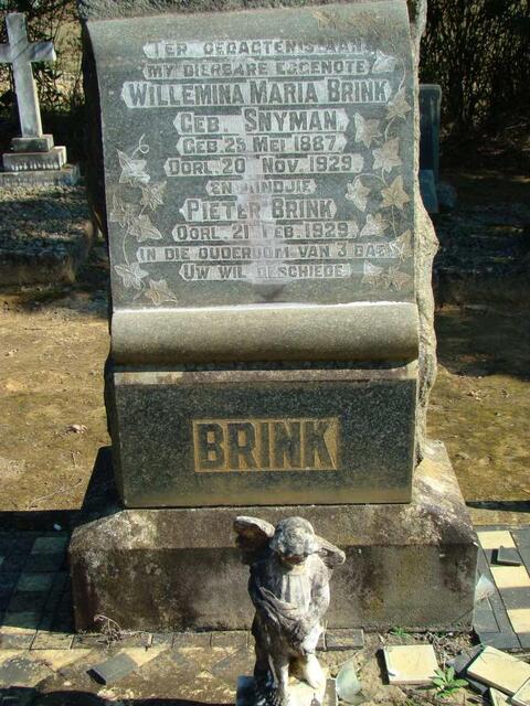 BRINK Willemina Maria nee SNYMAN 1887-1929 :: BRINK Pieter 1929-1929