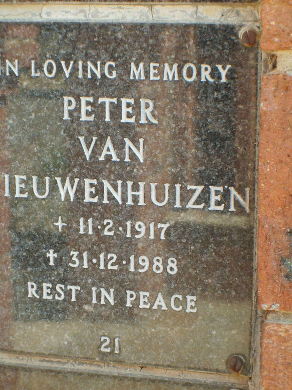 NIEUWENHUIZEN Peter, van 1917-1988