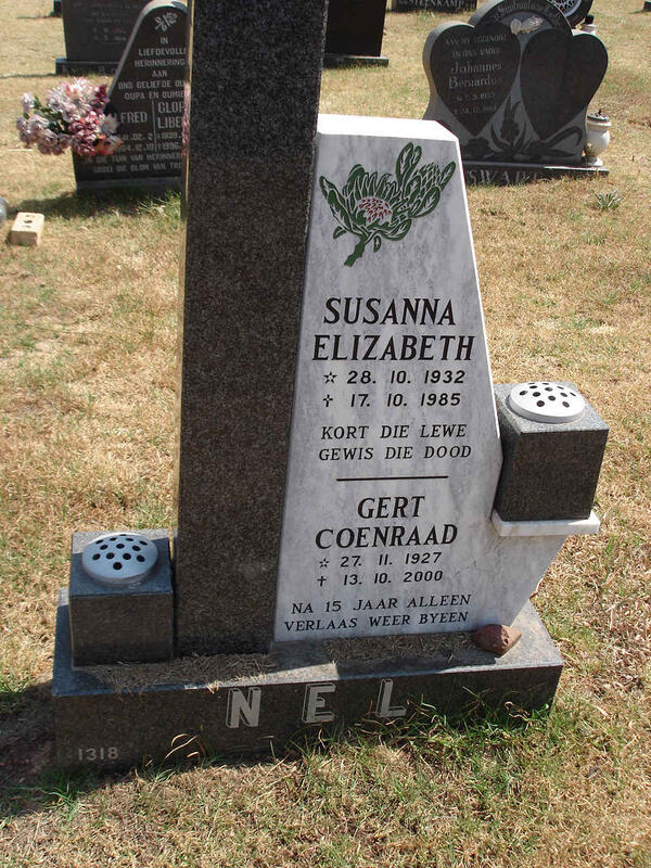 NEL Gert Coenraad 1927-2000 & Susanna Elizabeth 1932-1985