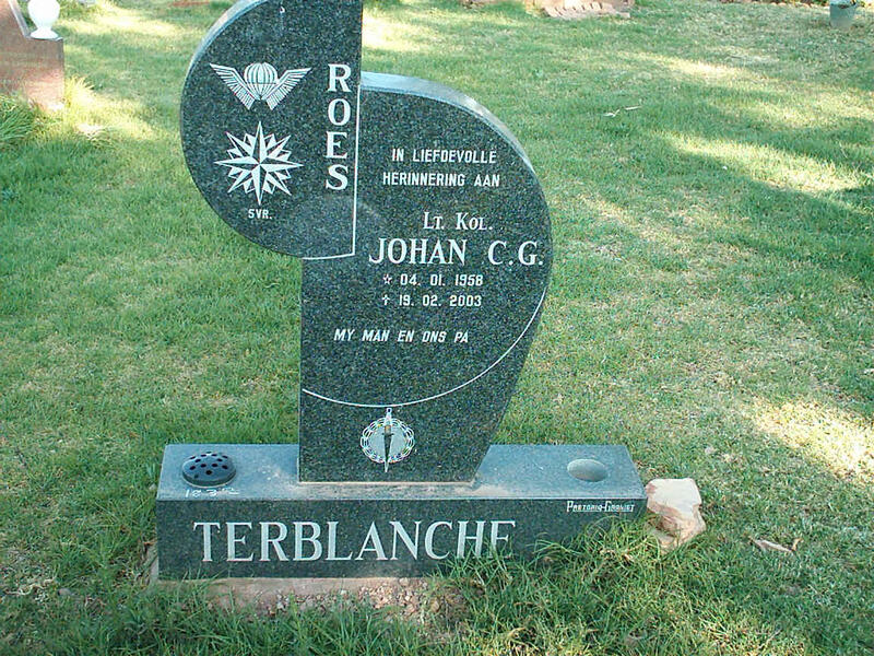 TERBLANCHE Johan C.G. 1958-2003