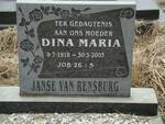 RENSBURG Dina Maria, Janse van 1918-2003