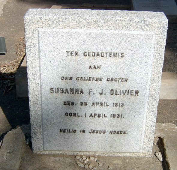 OLIVIER Susanna F.J. 1913-1931