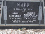 MANS Jasper Gerhardus 1904-1984 & Hester Margaretha V.D. MERWE 1924-1983