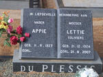 PLESSIS Appie, du 1927- & Lettie OLIVIER 1924-2007